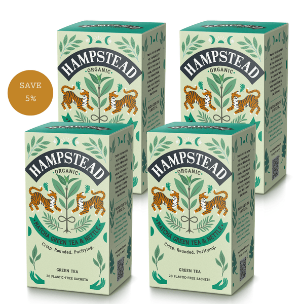 Organic Matcha Green Tea and Nettle Tea Bags - Hampstead Tea - organic & plastic free tea
