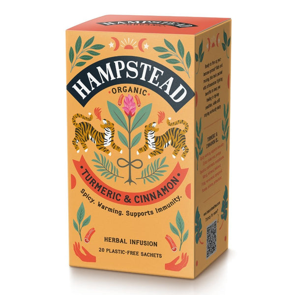 Organic Turmeric and Cinnamon Tea - Hampstead Tea - organic & plastic free - tea for immunity
