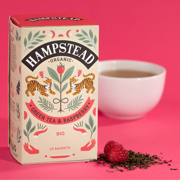 Hampstead Tea Organic Green Tea with Raspberry Tea Bags - Hampstead Tea - Biodynamic and Organic Teas